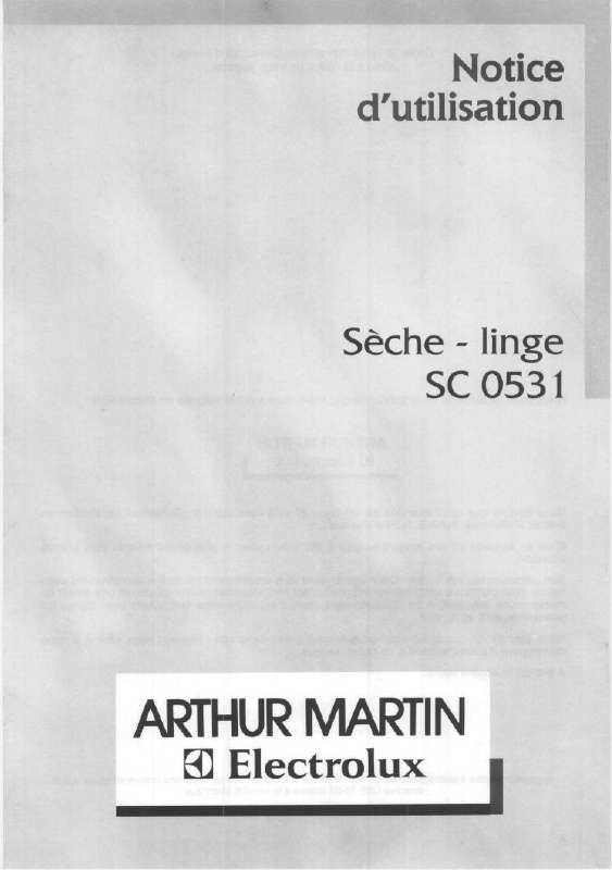 Mode d'emploi ARTHUR MARTIN SC0531