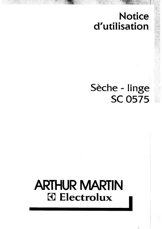Mode d'emploi ARTHUR MARTIN SC0575