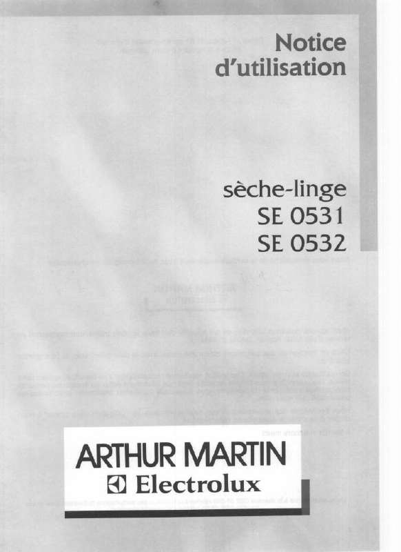 Mode d'emploi ARTHUR MARTIN SE0532