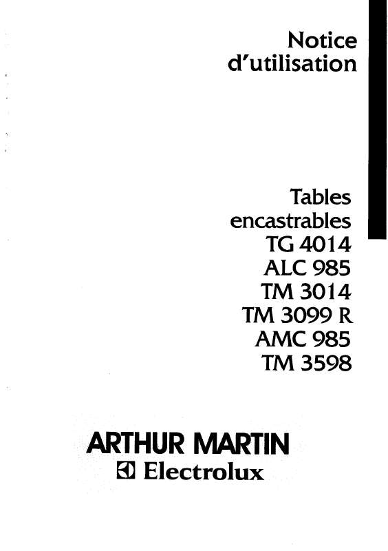 Mode d'emploi ARTHUR MARTIN TM3598R