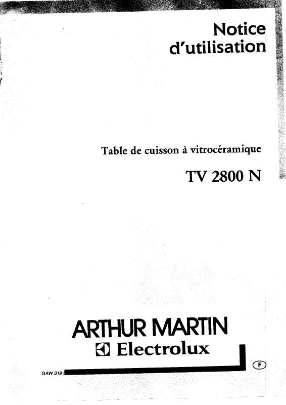 Mode d'emploi ARTHUR MARTIN TV2800N
