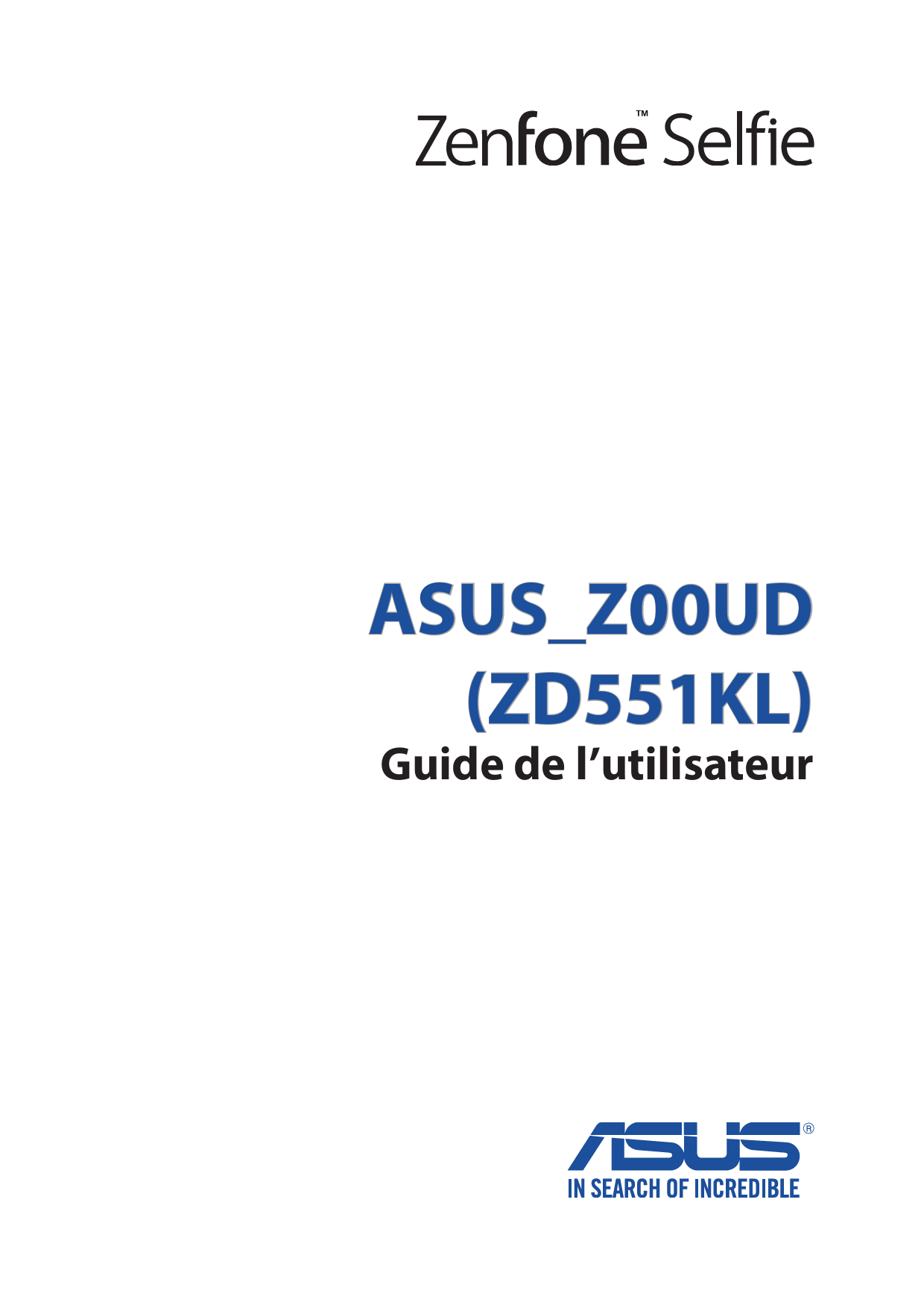 Mode d'emploi ASUS ZENFONE SELFIE