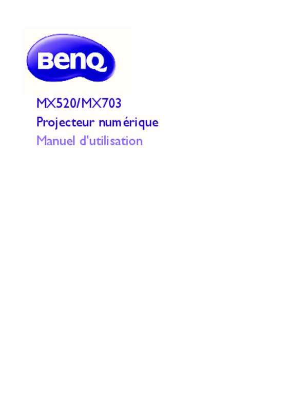 Notice BENQ MX520 vidéoprojecteur Trouver une solution à un problème