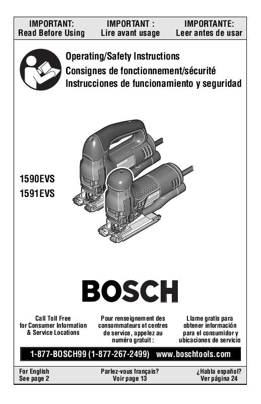 Notice BOSCH 1590EVS Trouver une solution à un problème BOSCH 1590EVS