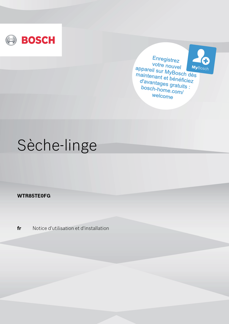 Mode d'emploi BOSCH WTR85TE0FG