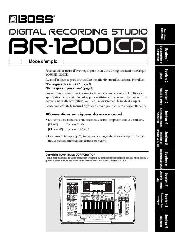 Mode d'emploi BOSS BR-1200 CD