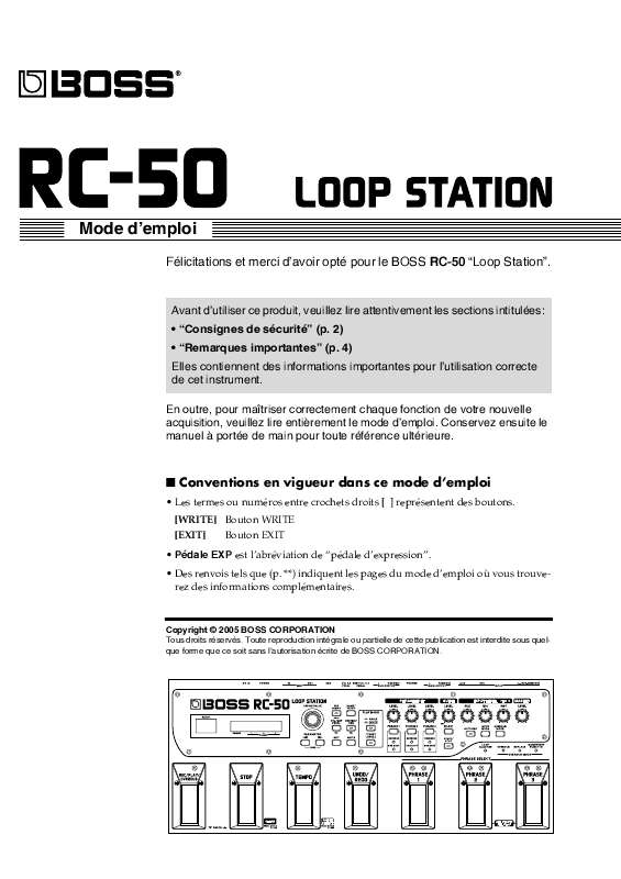 Mode d'emploi BOSS RC-50
