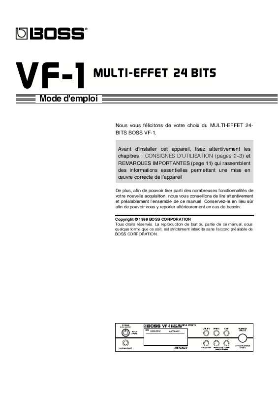 Mode d'emploi BOSS VF-1