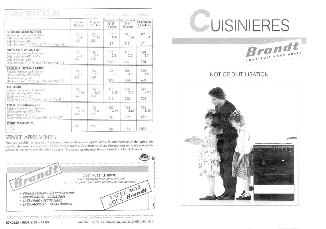 Mode D Emploi Four Brandt A Class Notice cuisinière BRANDT G624 Trouver une solution à un problème BRANDT  G624 mode d'emploi BRANDT G624 Français