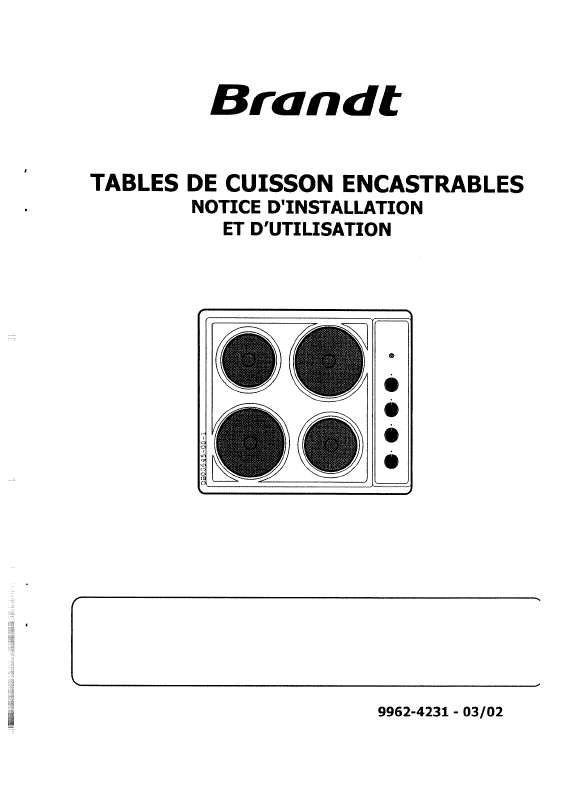 Notice plaque de cuisson BRANDT TE210WF1 Trouver une solution à un — free download