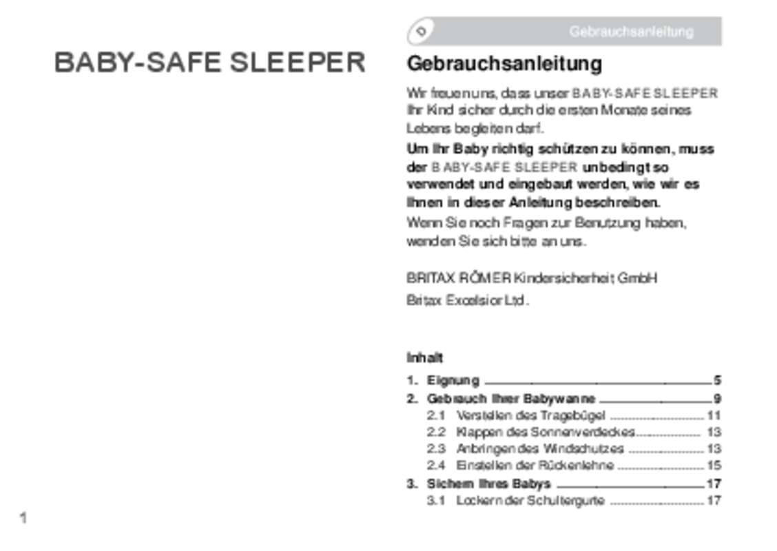 Mode d'emploi BRITAX BABY-SAFE SLEEPER