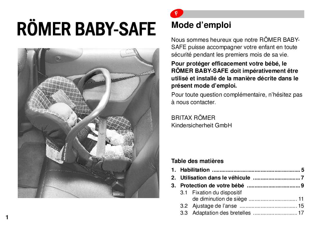 Mode d'emploi BRITAX BABY-SAFE