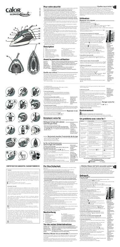 Mode d'emploi CALOR FV9510C0 ULTIMATE