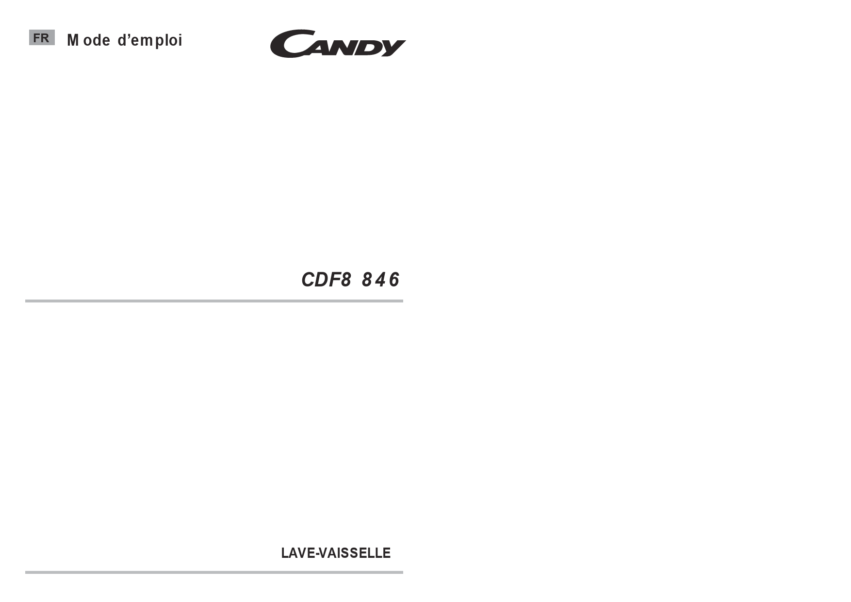 Mode d'emploi CANDY CDF 8846