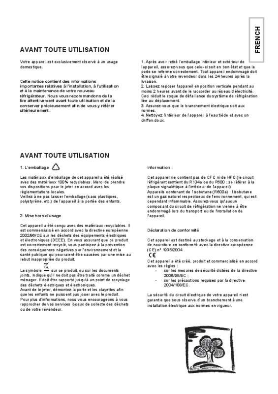Mode d'emploi CANDY CFUS5142W