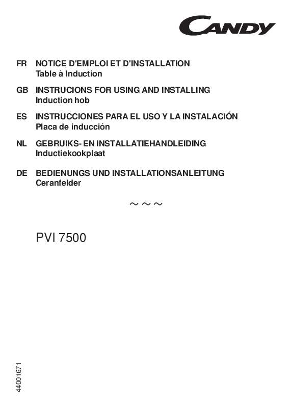 Notice plaque de cuisson CANDY PVI 7500 Trouver une solution à un problème CANDY PVI 7500 mode d