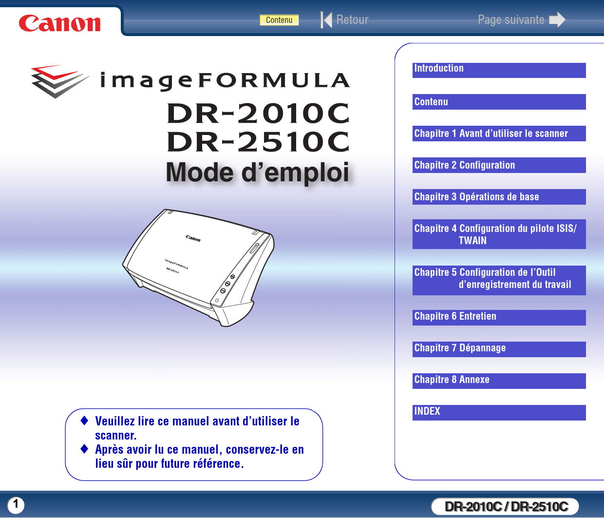 Notice CANON IMAGEFORMULA DR2010M scanner Trouver une solution à un