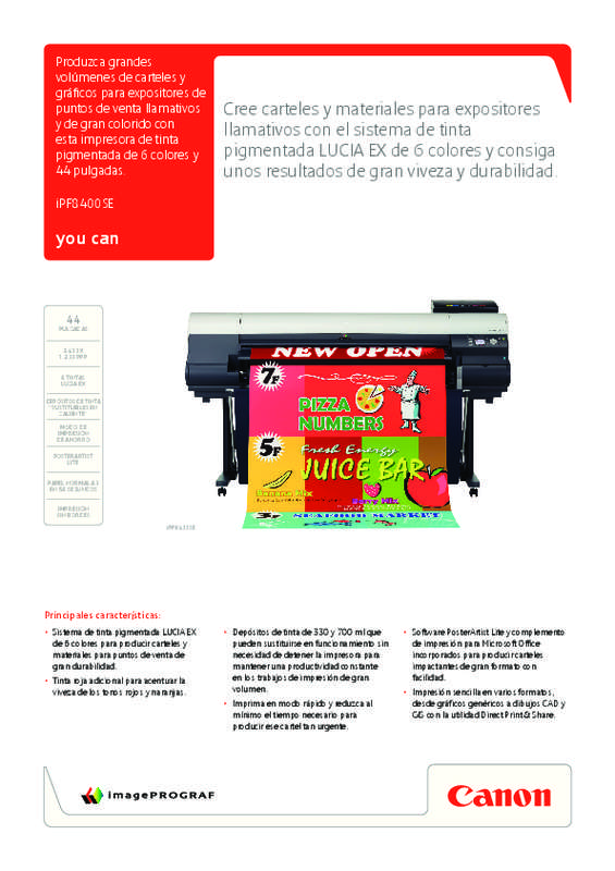 Notice Canon Imageprograf Ipf8400se Imprimante Jet Dencre Trouver Une Solution à Un Problème 2333