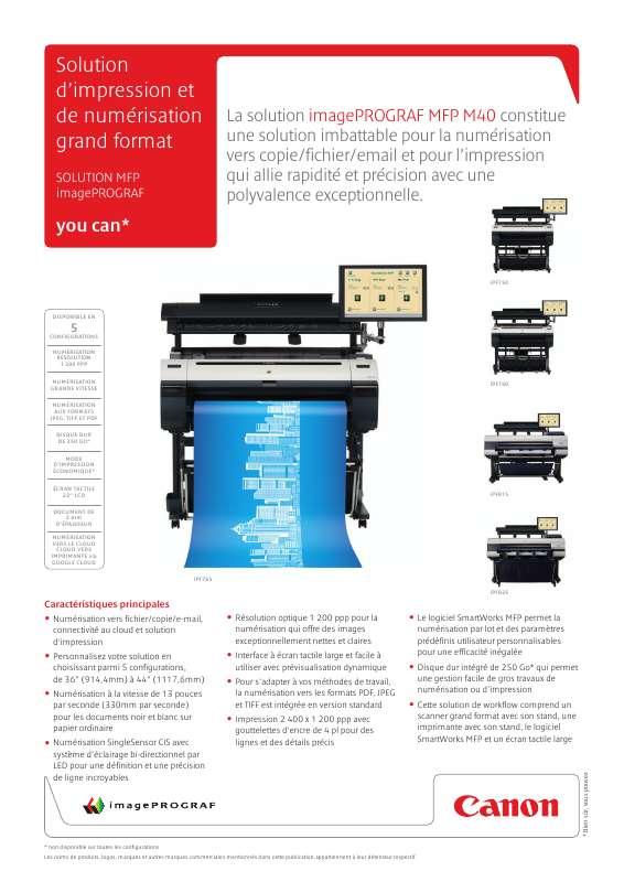 Notice Canon Imageprograf Mfp M40 Imprimante Jet Dencre Trouver Une Solution à Un Problème 4222