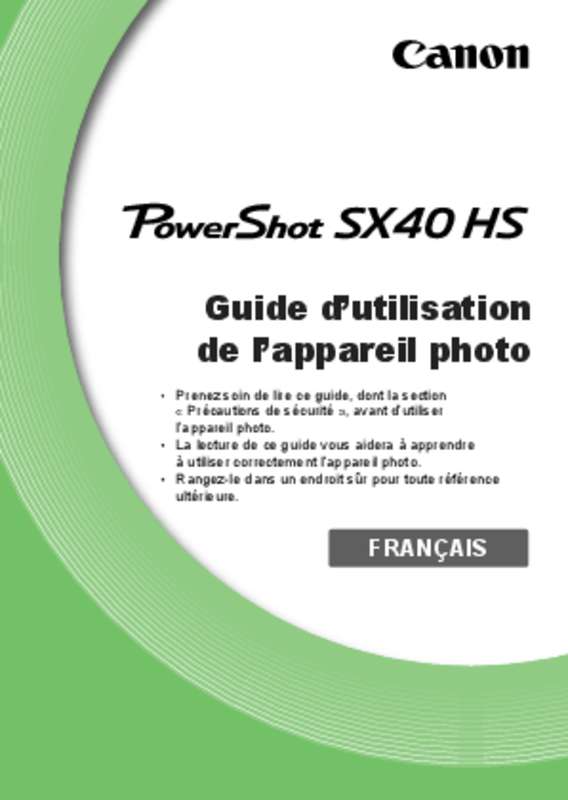Mode d'emploi CANON POWERSHOT SX40HS