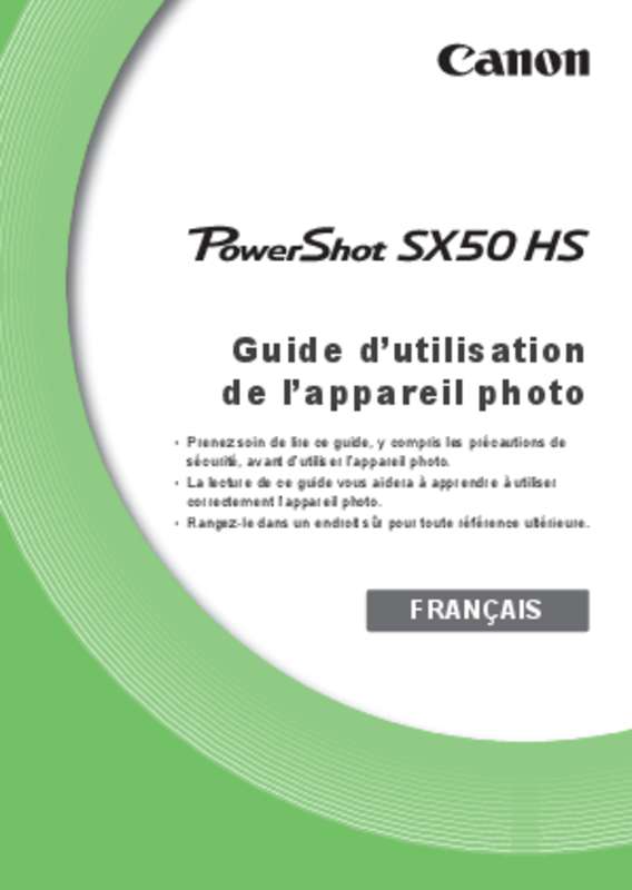 Notice CANON POWERSHOT SX50HS appareil photo Trouver une solution à