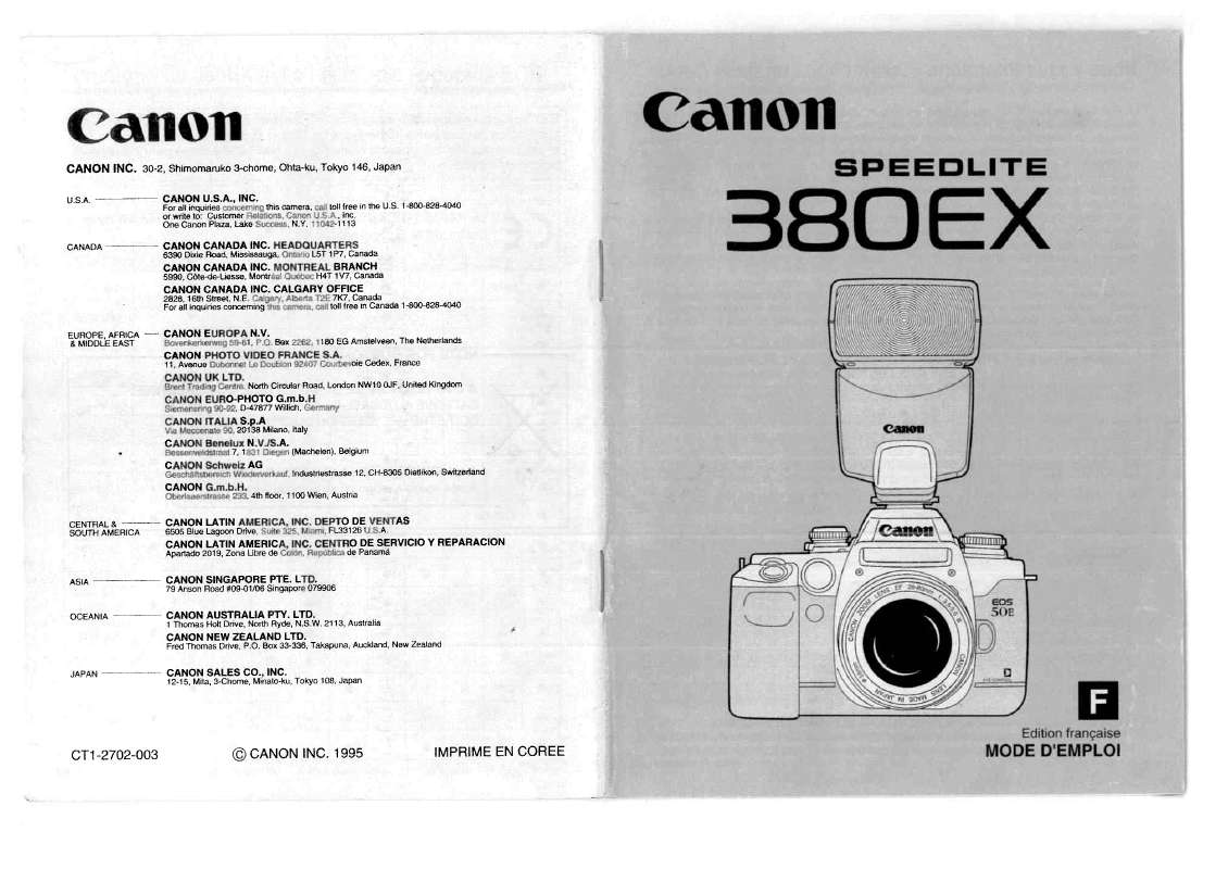 Notice CANON SPEEDLITE 380EX autres Trouver une solution à un