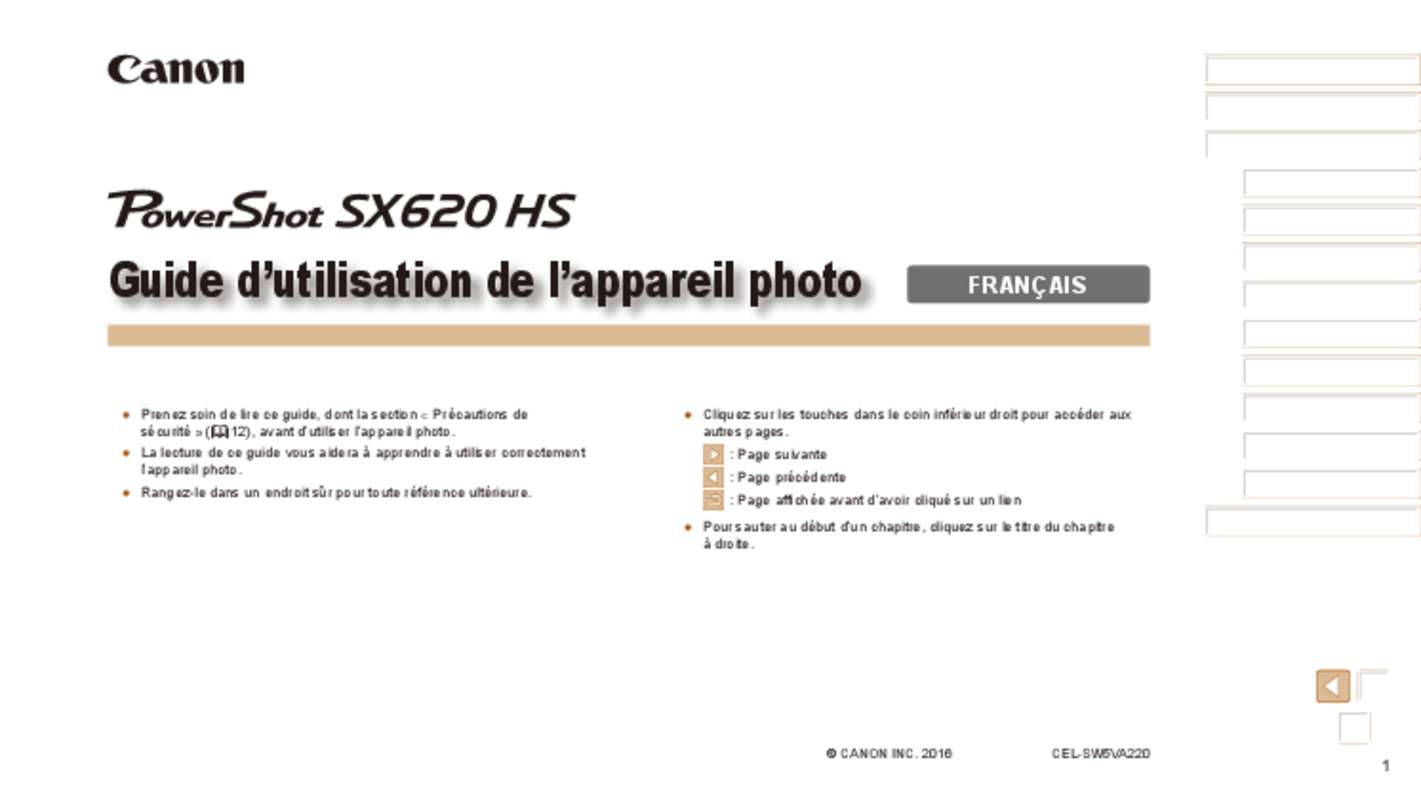 Notice CANON SX620 HS - appareil photo Trouver une solution à un ...