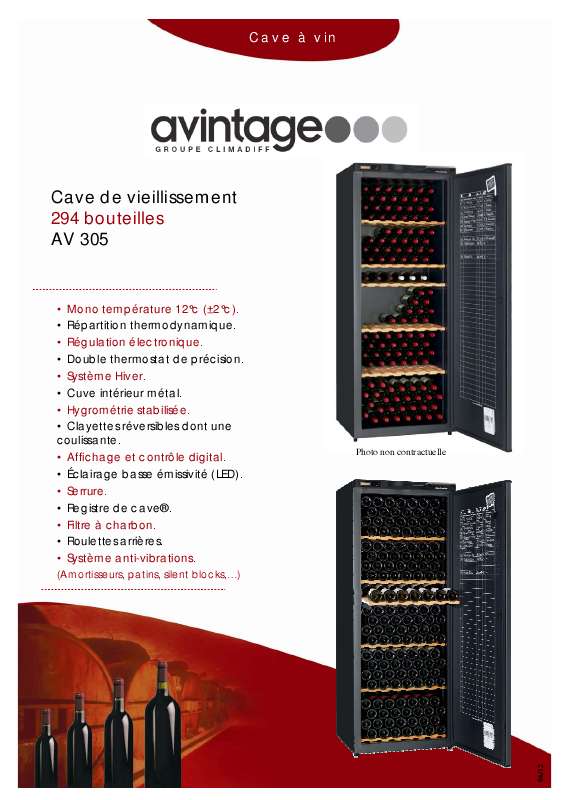 Notice cave à vin CLIMADIFF AV 305 Trouver une solution à un problème