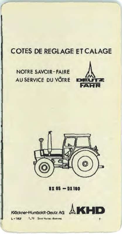DEUTZ Mode D 'em Ploi Deutz Fahr Tracteur Tracteurs Dx 85 Dx 90 110 De 1979 