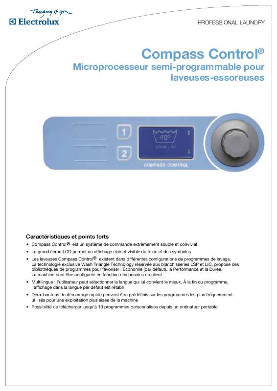 Mode d'emploi ELECTROLUX LAUNDRY SYSTEMS COMPASS CONTROL