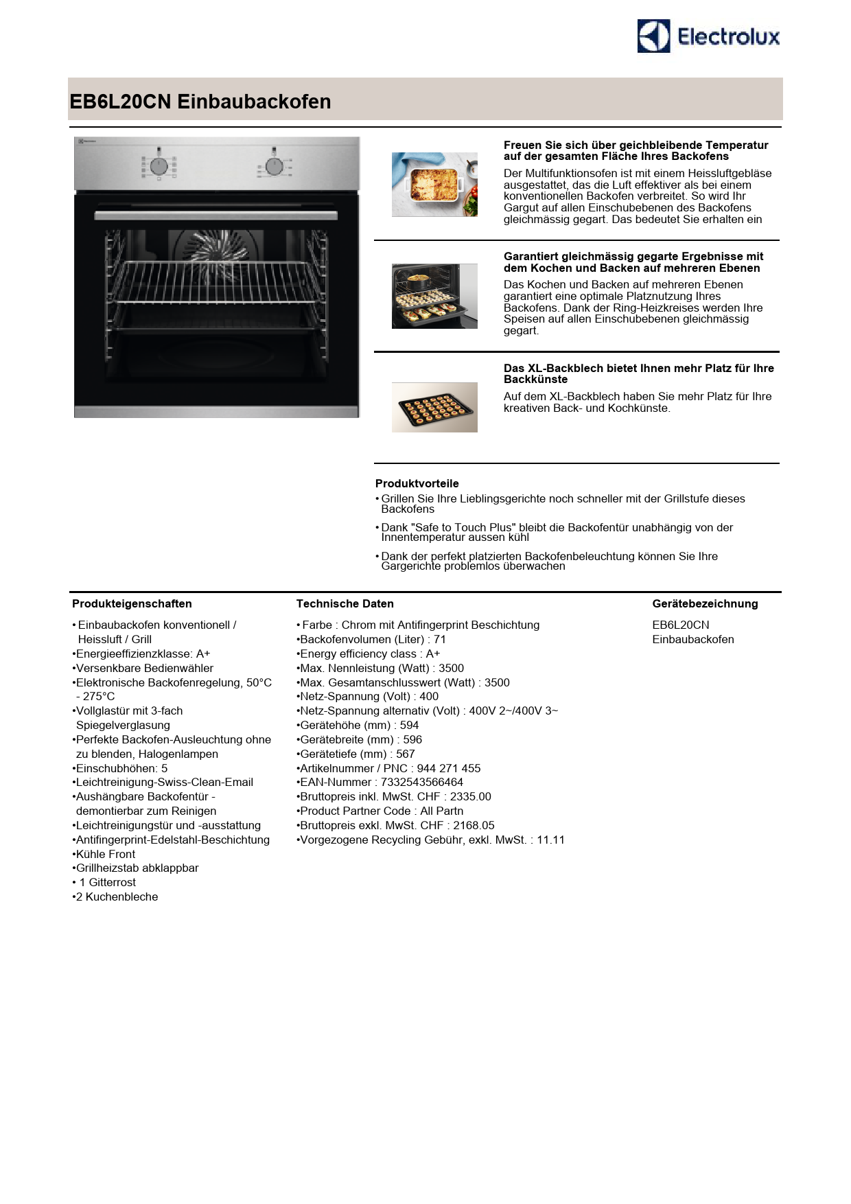 Notice four ELECTROLUX EB6L20CN Trouver une solution à un problème