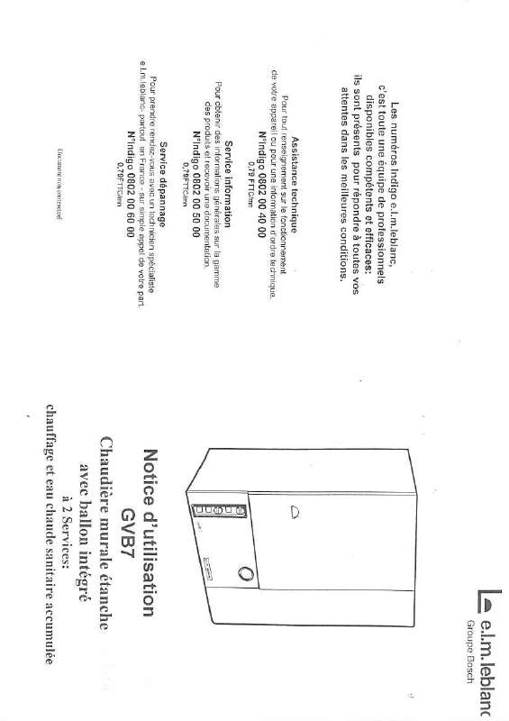 Mode d'emploi ELM LEBLANC GVB7