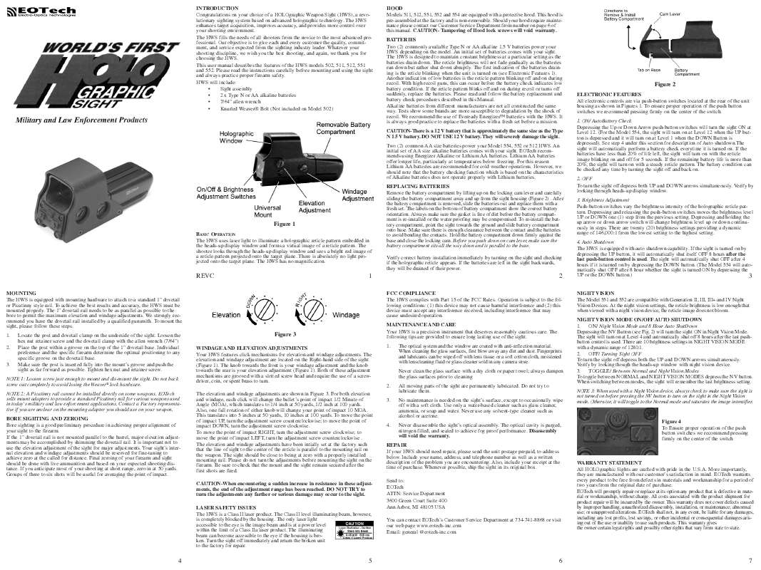 Notice EOTECH HWS 552 Trouver une solution à un problème EOTECH HWS