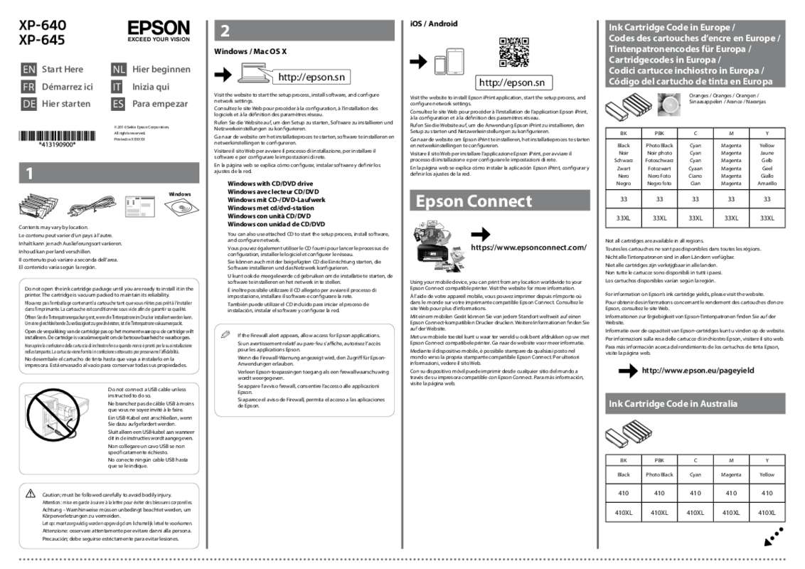 Mode d'emploi EPSON EXPRESSION PREMIUM XP-640