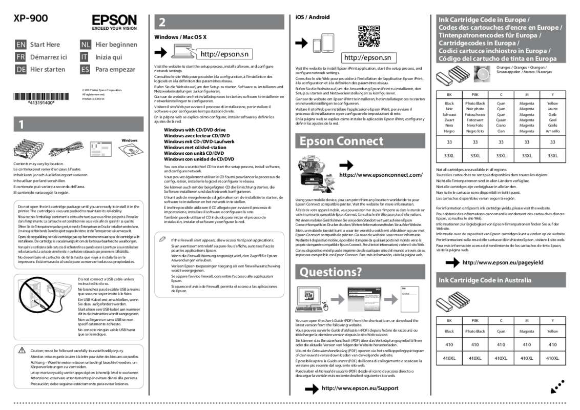 Mode d'emploi EPSON EXPRESSION PREMIUM XP-900