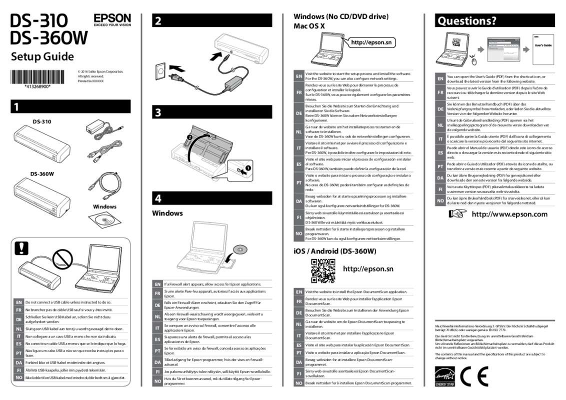 Mode d'emploi EPSON WORKFORCE DS-360W