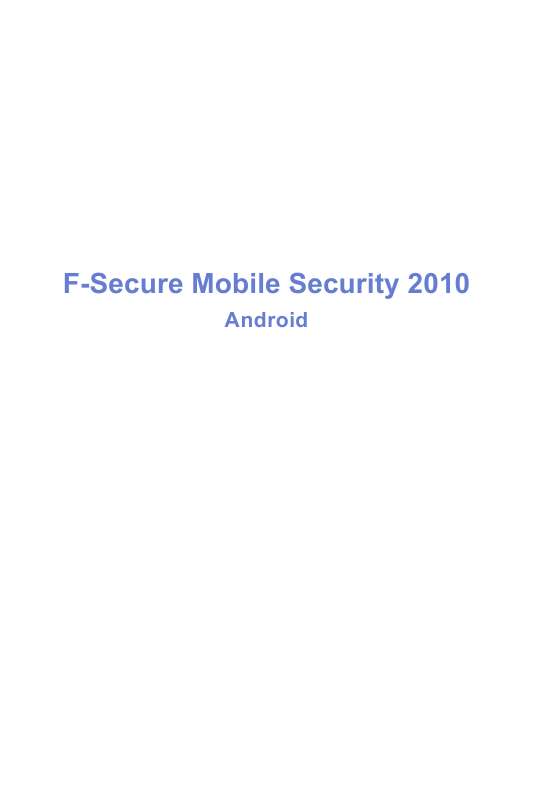 Mode d'emploi F-SECURE MOBILE SECURITY 2010 FOR ANDROID