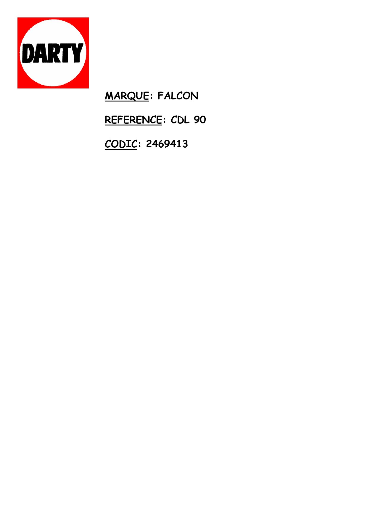 Mode d'emploi FALCON CDL90ECCB/B-EU