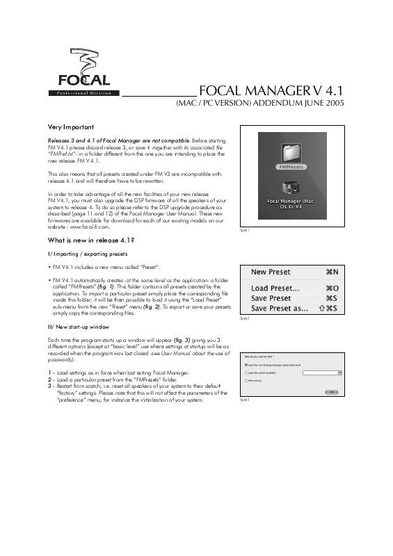 Mode d'emploi FOCAL FOCAL MANAGER V4.1