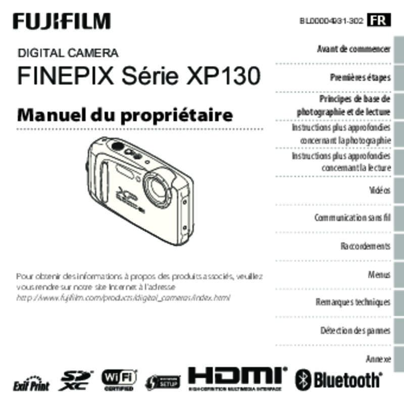Mode d'emploi FUJIFILM FINEPIX XP130