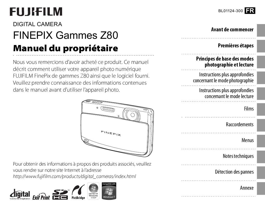 Notice FUJIFILM Z80 appareil photo Trouver une solution à un problème