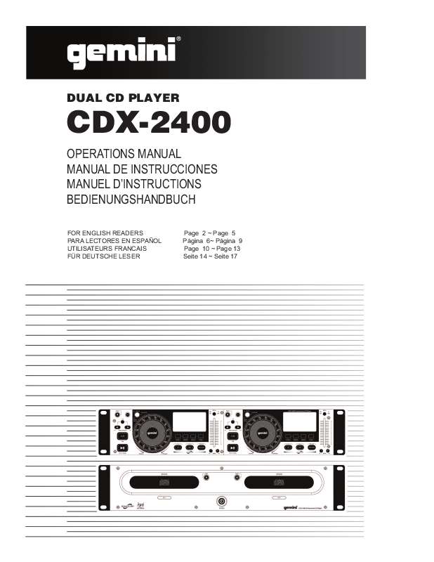 Mode d'emploi GEMINI CDX-2400