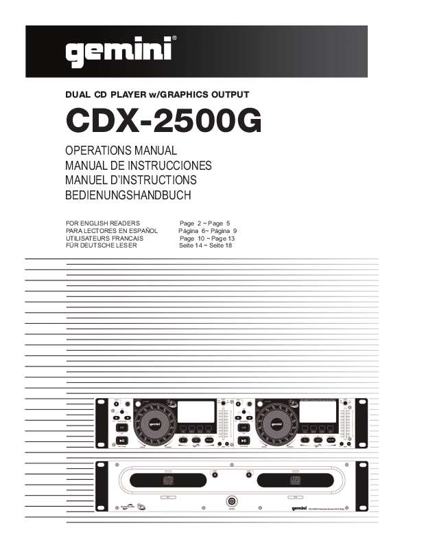 Mode d'emploi GEMINI CDX-2500G