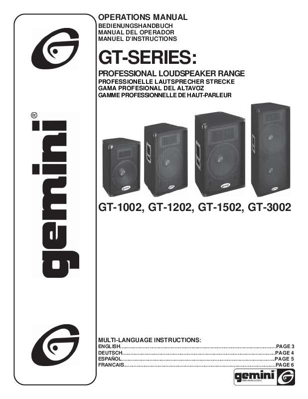 Mode d'emploi GEMINI GT-1502