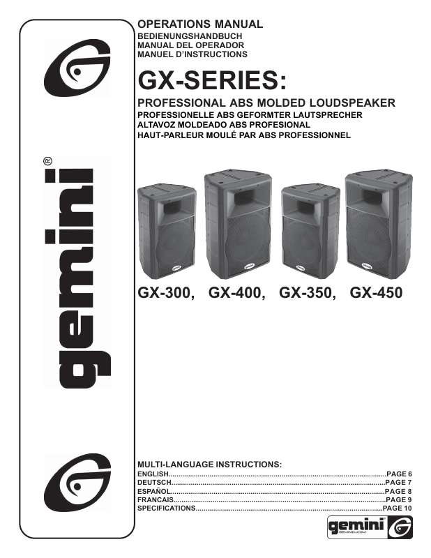 Mode d'emploi GEMINI GX-450