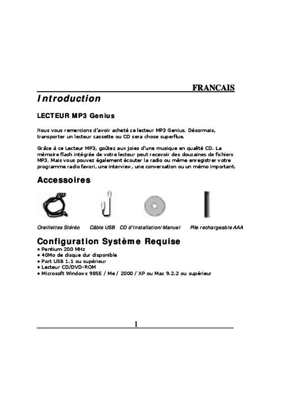 Notice GENIUS MP3DJ Trouver une solution à un problème GENIUS MP3DJ mode d'emploi GENIUS MP3