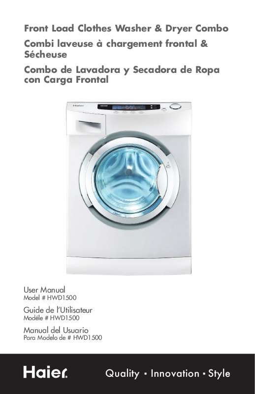 Mode d'emploi HAIER HWD 1500