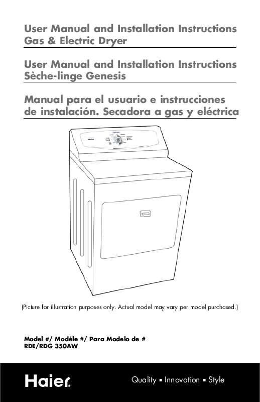 Mode d'emploi HAIER RDE 350 AW