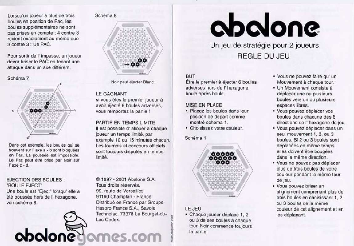 Règle du jeu Abalone Quatro - jeu de société