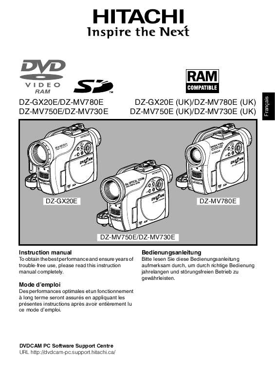 Notice HITACHI DZMV780E action cam Trouver une solution à un